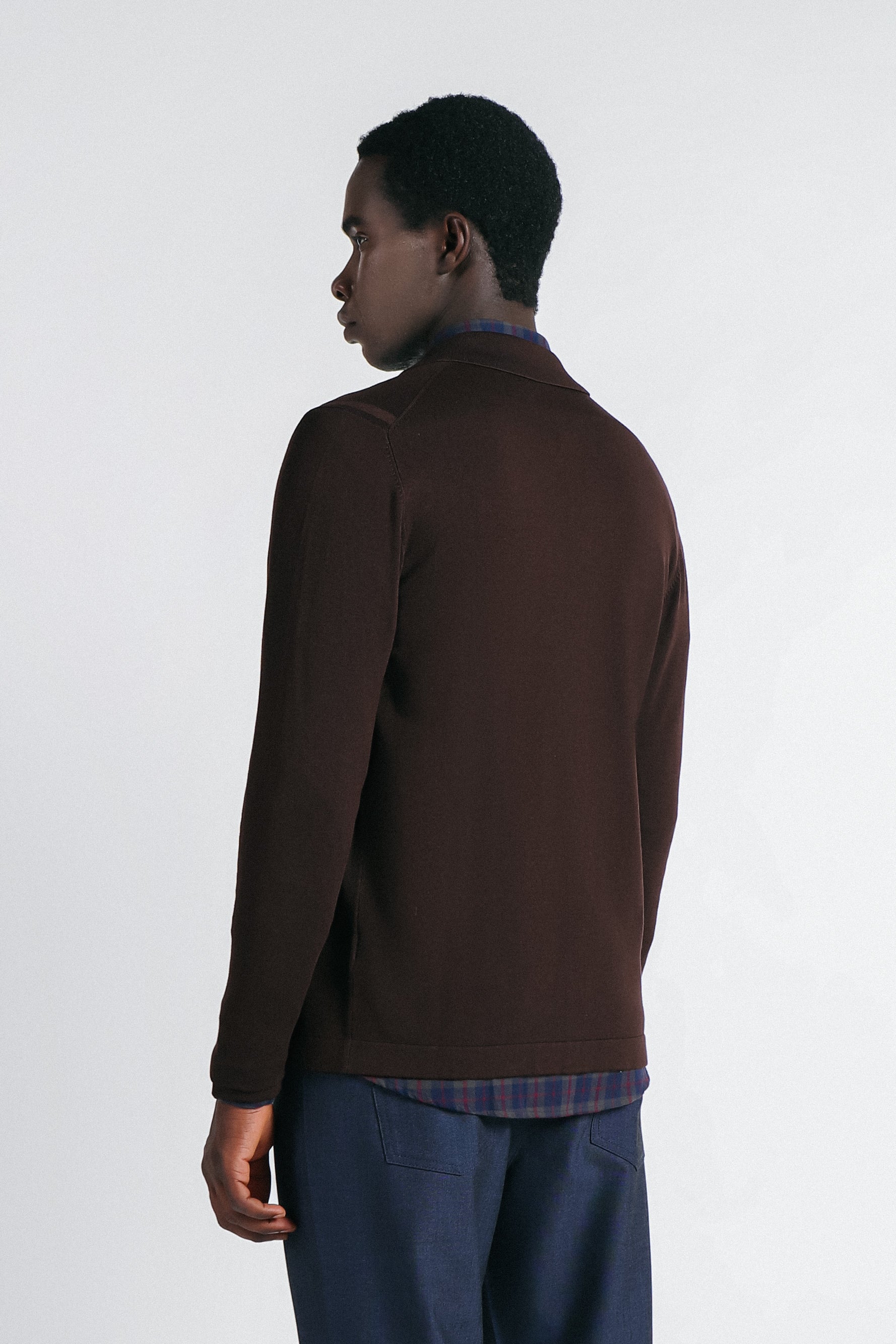 CARDIGAN CON COLLO POLO MORO