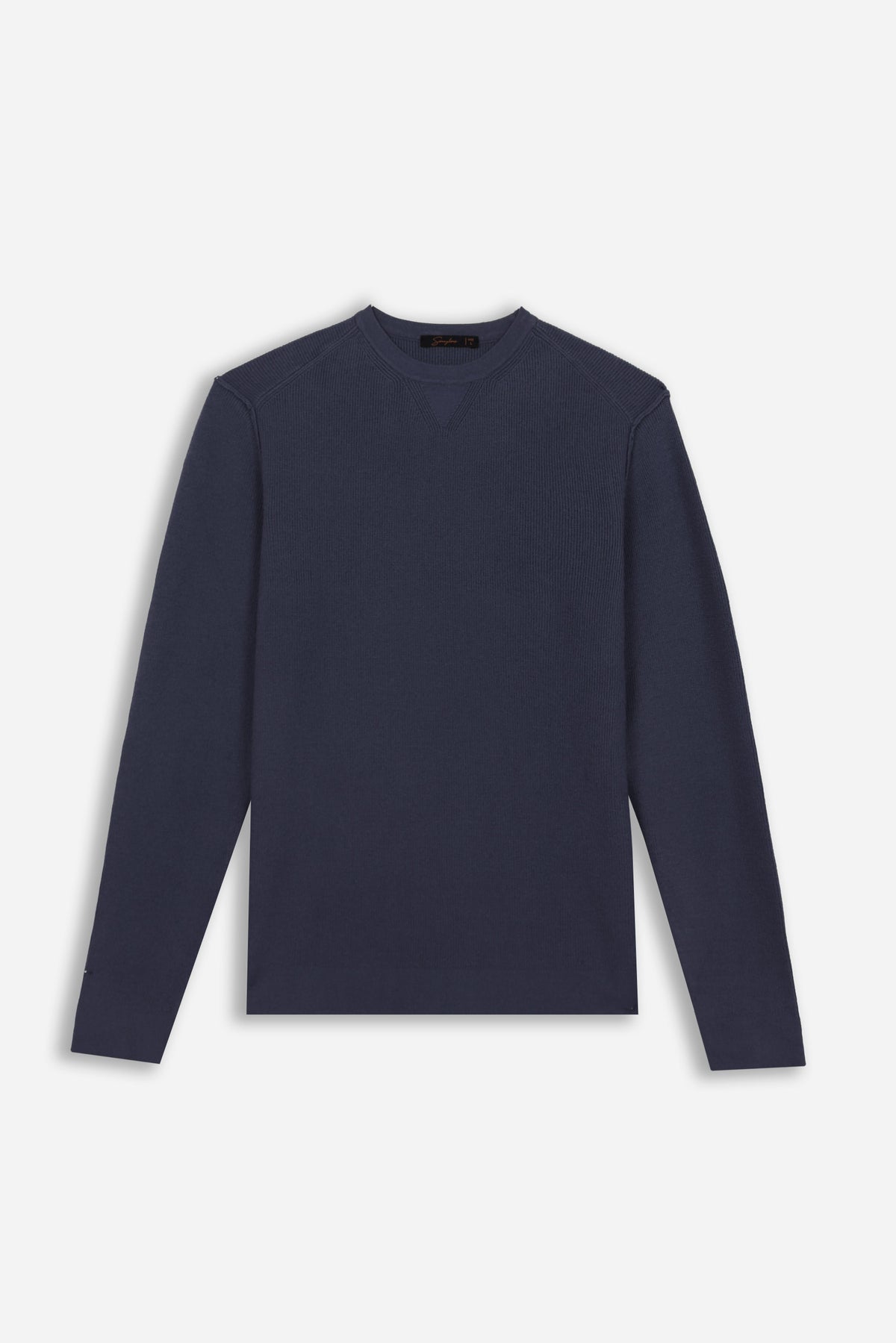 MAGLIA GIROCOLLO A COSTINE DENIM