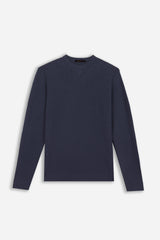 MAGLIA GIROCOLLO A COSTINE DENIM