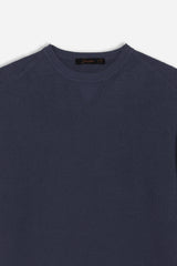 MAGLIA GIROCOLLO A COSTINE DENIM
