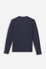 MAGLIA GIROCOLLO A COSTINE DENIM
