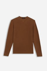 MAGLIA GIROCOLLO A COSTINE CAMMELLO