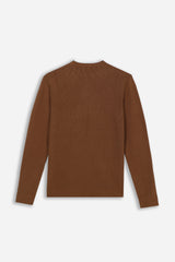 MAGLIA GIROCOLLO A COSTINE CAMMELLO