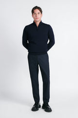 MAGLIA LUPETTO CON MEZZA ZIP BLEU