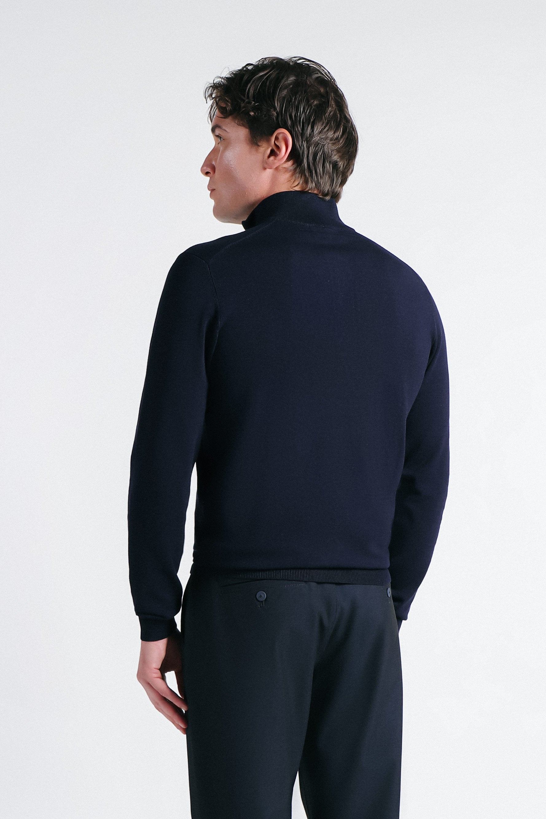 MAGLIA LUPETTO CON MEZZA ZIP BLEU