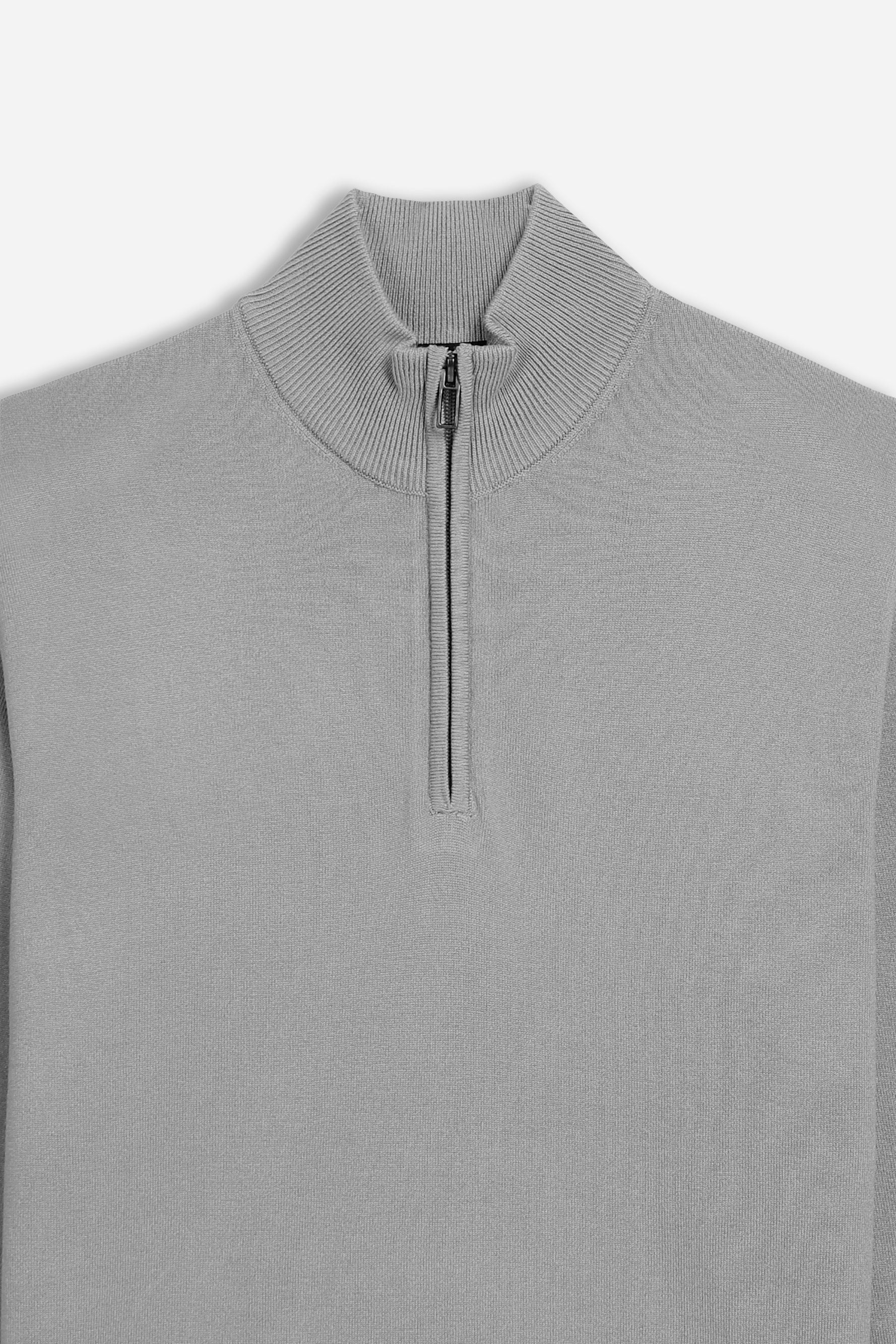 MAGLIA LUPETTO CON MEZZA ZIP GRIGIO CHIARO