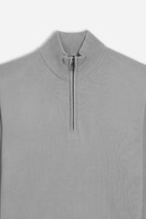 MAGLIA LUPETTO CON MEZZA ZIP GRIGIO CHIARO