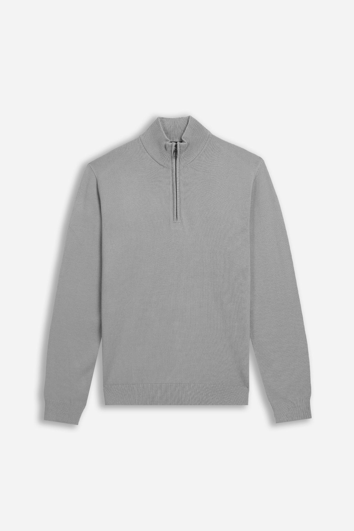 MAGLIA LUPETTO CON MEZZA ZIP GRIGIO CHIARO