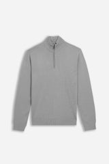MAGLIA LUPETTO CON MEZZA ZIP GRIGIO CHIARO