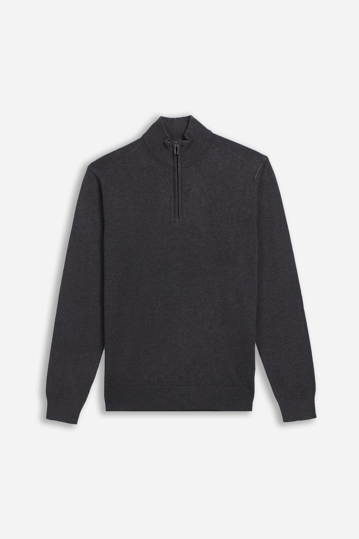 MAGLIA LUPETTO CON MEZZA ZIP GRIGIO SCURO