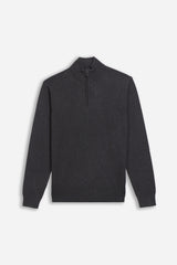 MAGLIA LUPETTO CON MEZZA ZIP GRIGIO SCURO