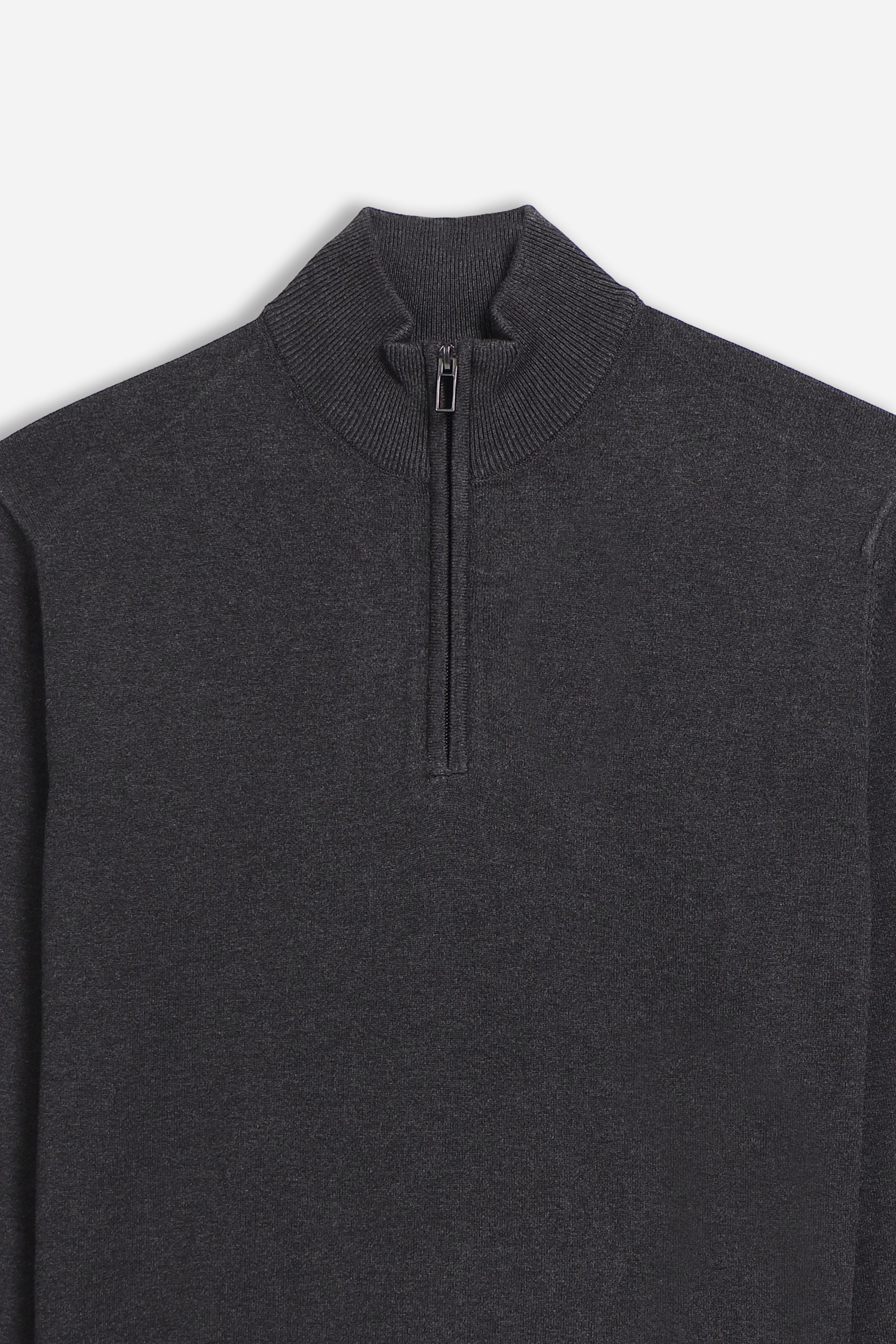 MAGLIA LUPETTO CON MEZZA ZIP GRIGIO SCURO