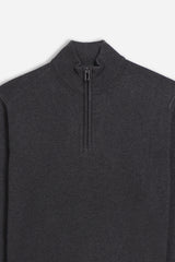 MAGLIA LUPETTO CON MEZZA ZIP GRIGIO SCURO