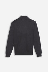 MAGLIA LUPETTO CON MEZZA ZIP GRIGIO SCURO