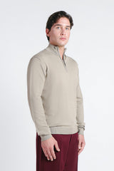 MAGLIA LUPETTO CON MEZZA ZIP TORTORA