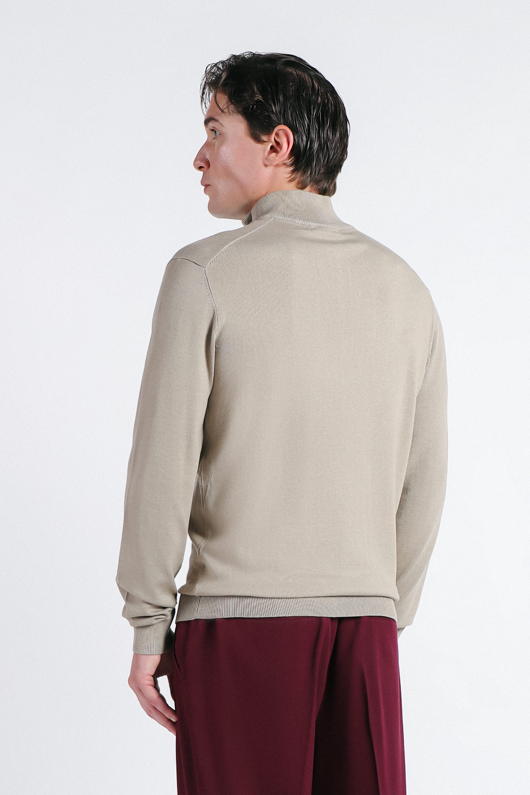 MAGLIA LUPETTO CON MEZZA ZIP TORTORA