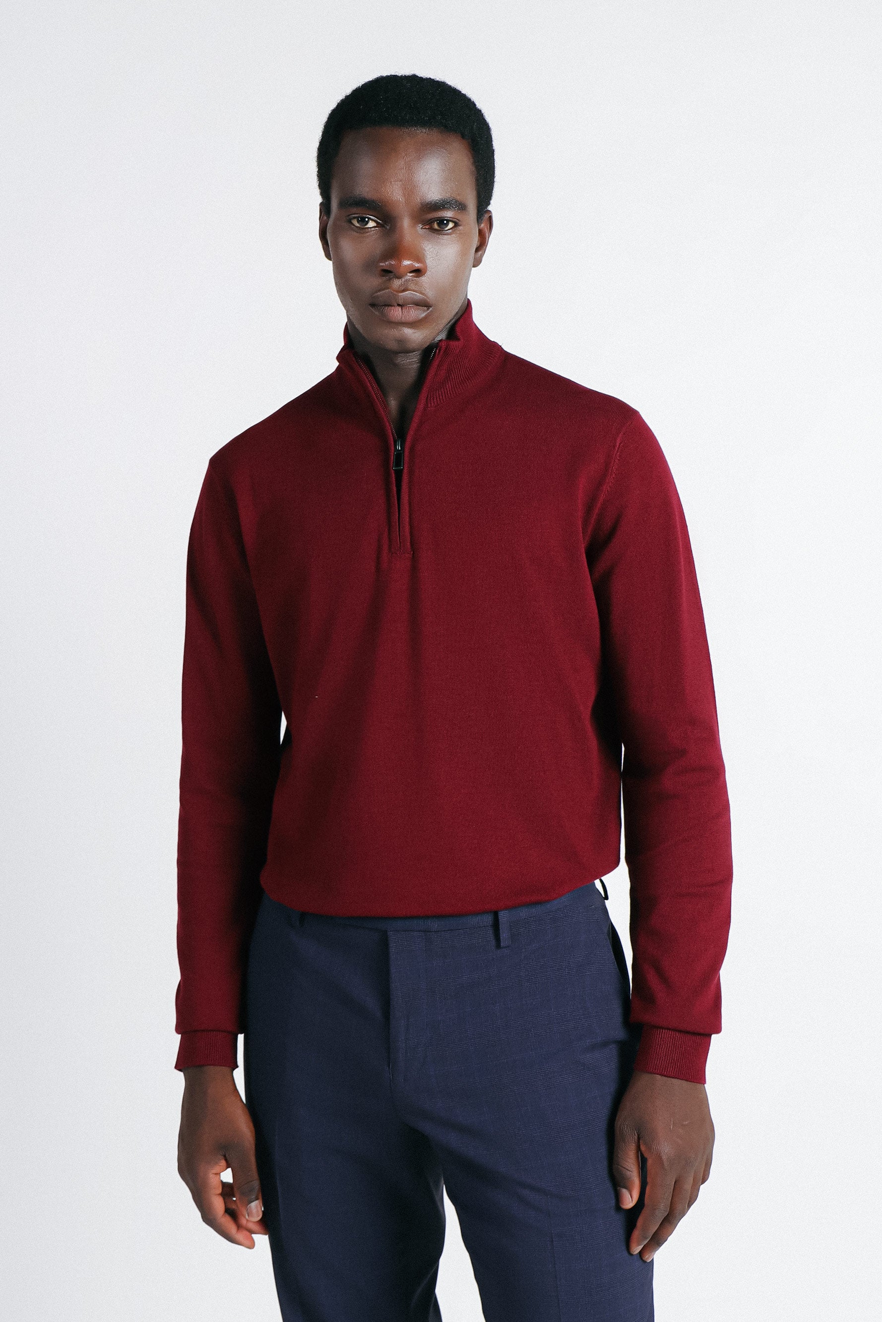 MAGLIA LUPETTO CON MEZZA ZIP VINACCIA