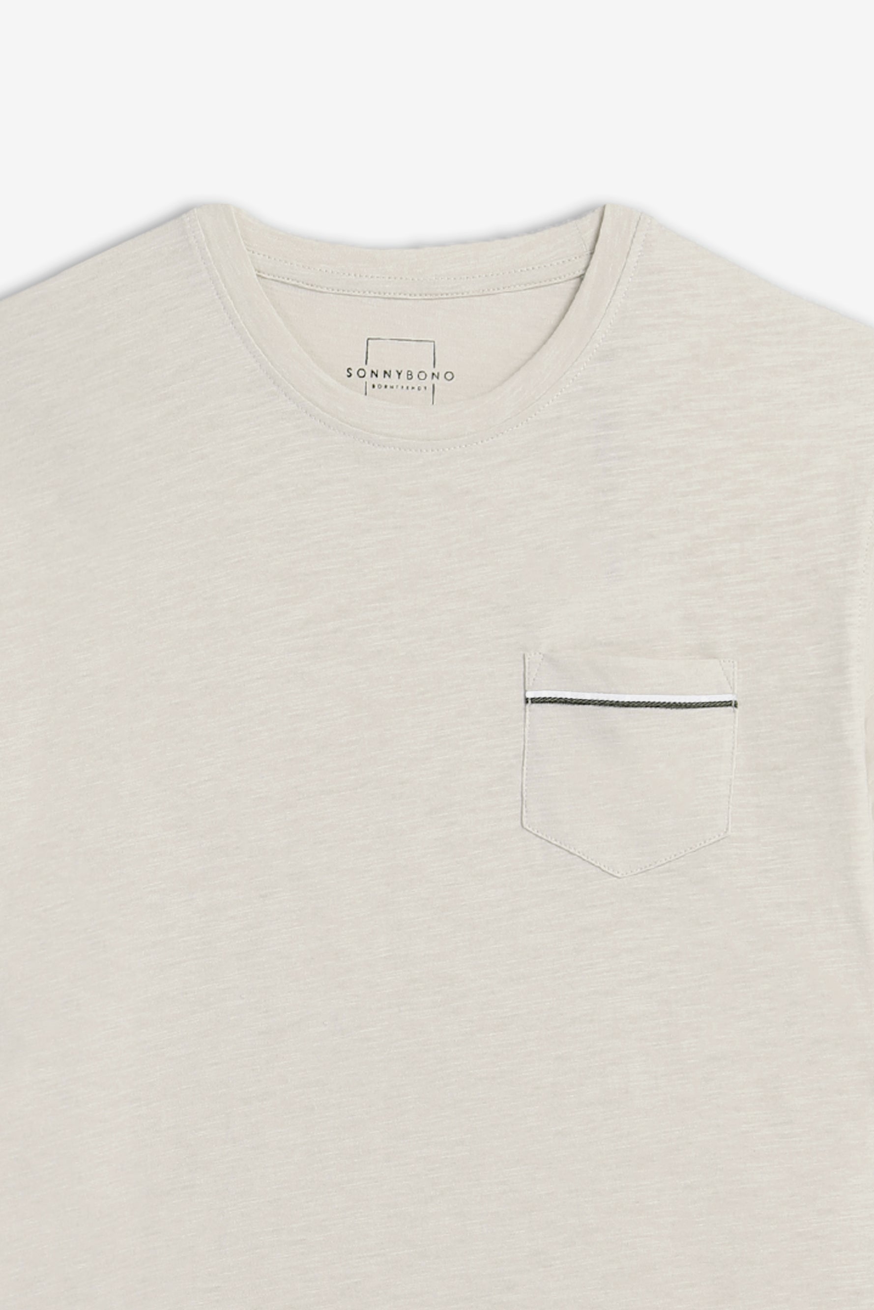 T-SHIRT SLUB CON TASCHINO BEIGE CHIARO - Sonnybono