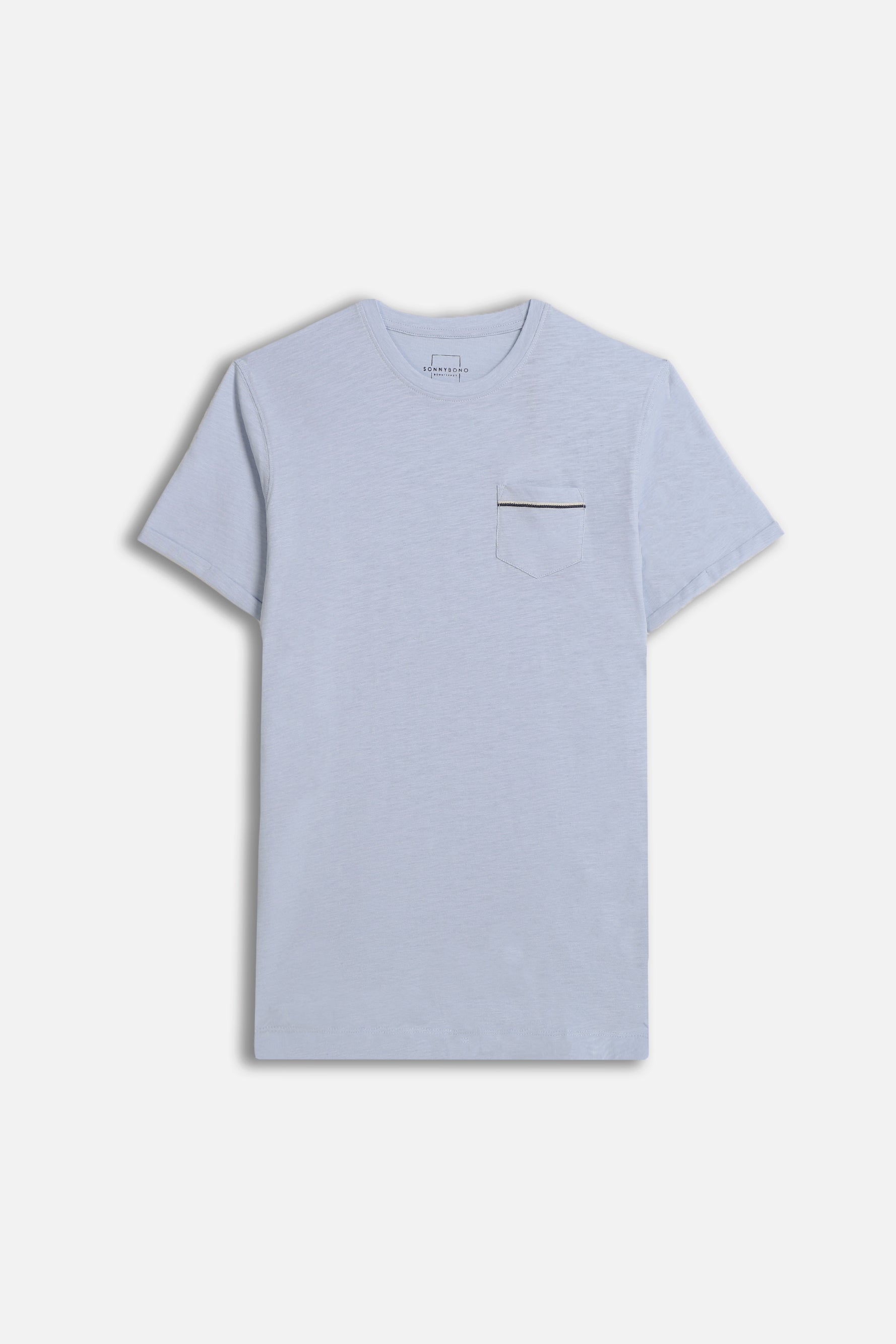 T-SHIRT SLUB CON TASCHINO CELESTE - Sonnybono