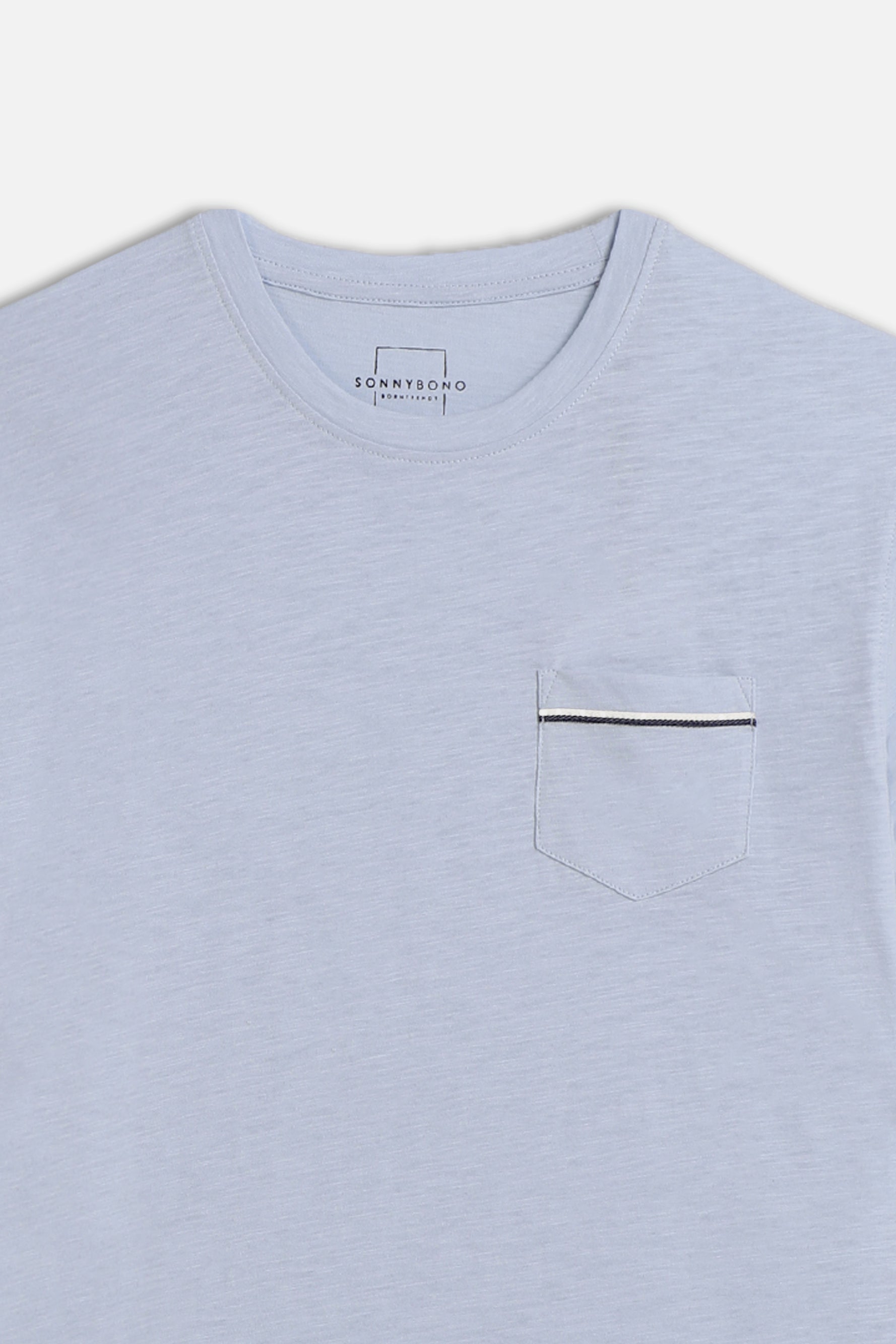 T-SHIRT SLUB CON TASCHINO CELESTE - Sonnybono