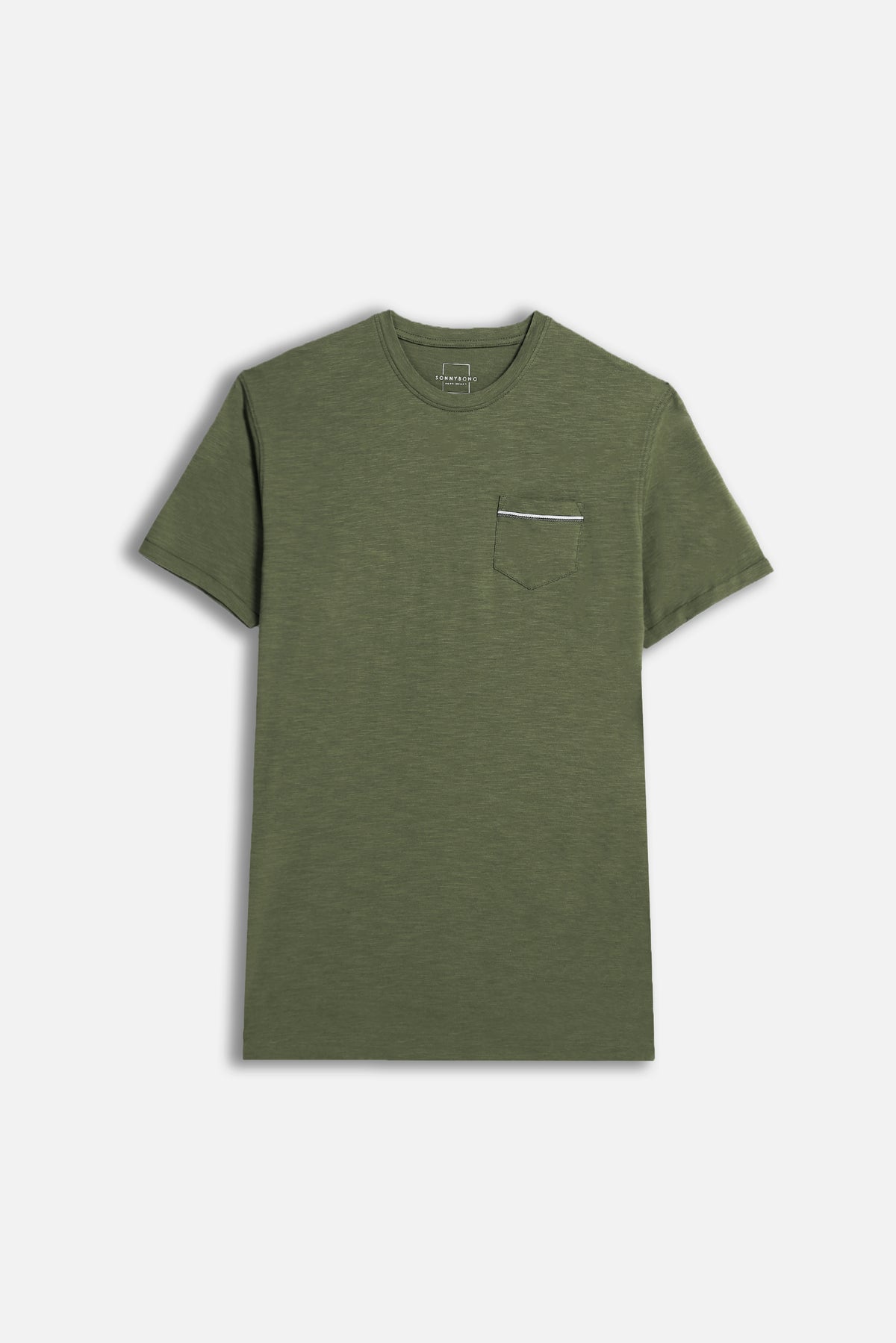 T-SHIRT SLUB CON TASCHINO VERDE MILITARE - Sonnybono