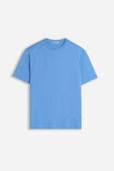 T-SHIRT GIROCOLLO BASIC CON DETTAGLIO AZZURRO