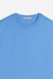 T-SHIRT GIROCOLLO BASIC CON DETTAGLIO AZZURRO