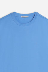 T-SHIRT GIROCOLLO BASIC CON DETTAGLIO AZZURRO