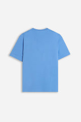 T-SHIRT GIROCOLLO BASIC CON DETTAGLIO AZZURRO