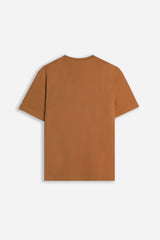 T-SHIRT GIROCOLLO BASIC CON DETTAGLIO COGNAC