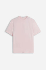 T-SHIRT GIROCOLLO BASIC CON DETTAGLIO ROSA