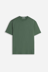 T-SHIRT GIROCOLLO BASIC CON DETTAGLIO VERDE MILITARE