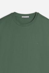 T-SHIRT GIROCOLLO BASIC CON DETTAGLIO VERDE MILITARE