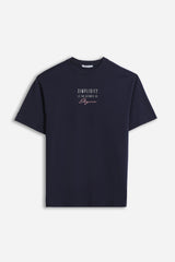 T-SHIRT CON STAMPA E RICAMO BLEU