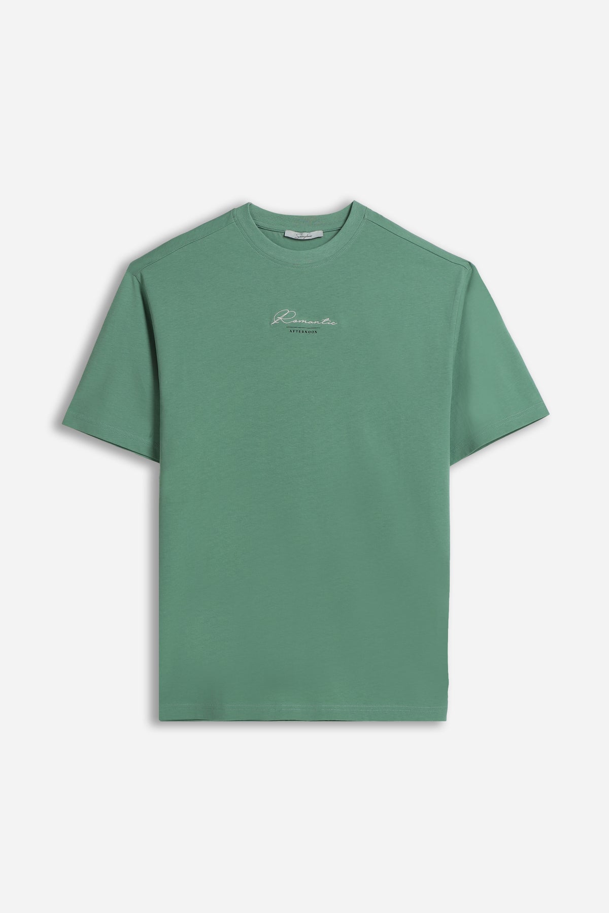 T-SHIRT CON STAMPA E RICAMO SALVIA