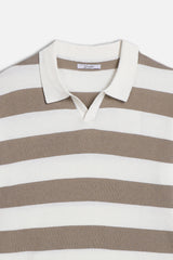 POLO IN MAGLINA RIGATA TORTORA