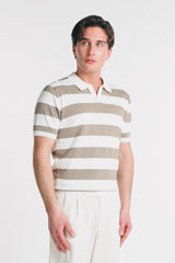 POLO IN MAGLINA RIGATA TORTORA