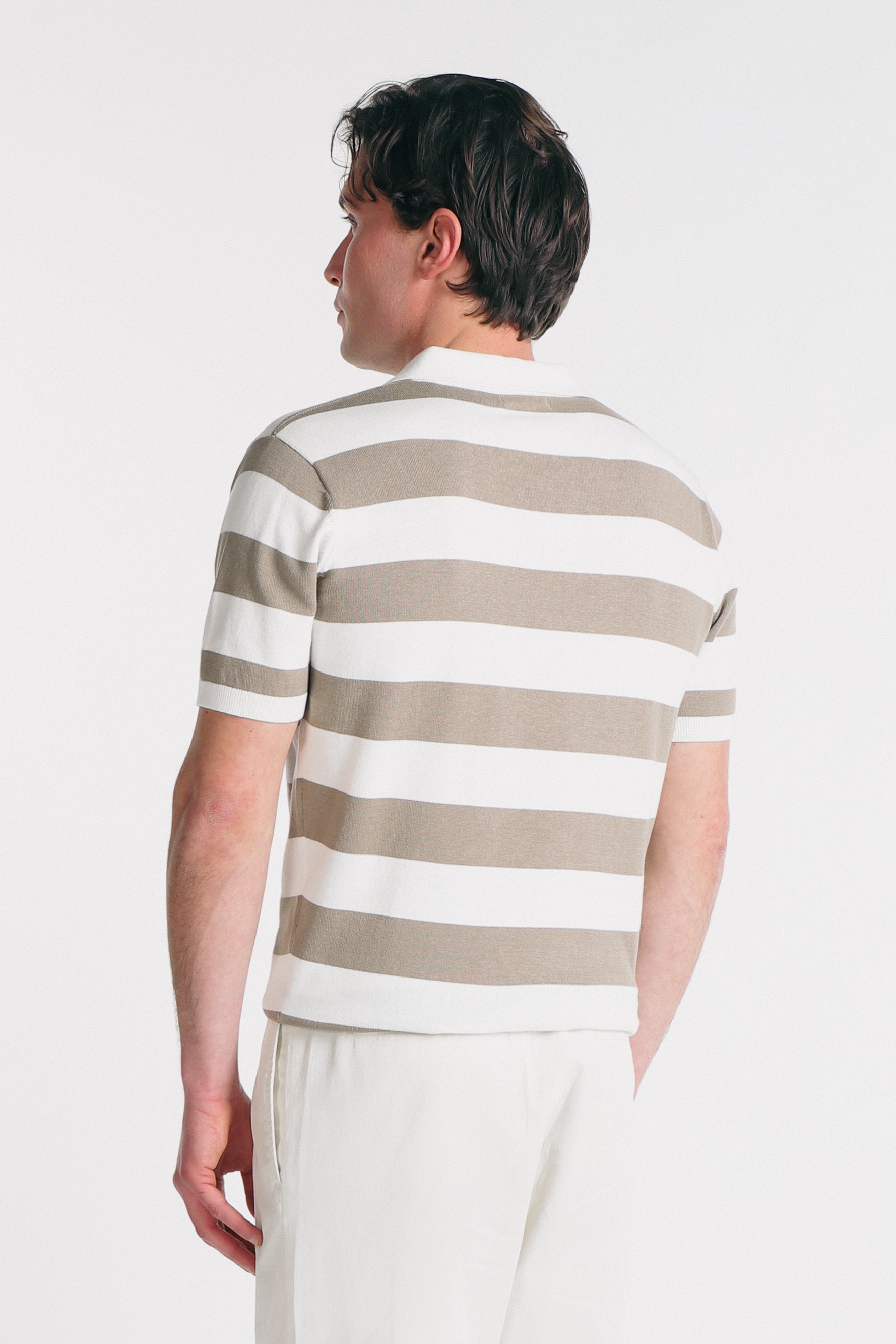 POLO IN MAGLINA RIGATA TORTORA