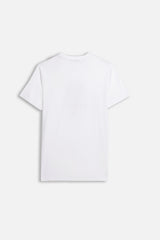 T-SHIRT SLUB CON STAMPA PALMA BIANCO