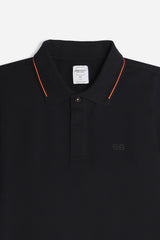 POLO IN PIQUET STRETCH NERO