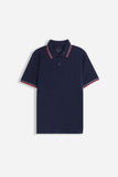 POLO IN PIQUET BASIC BLEU
