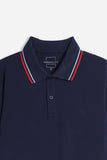 POLO IN PIQUET BASIC BLEU