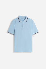 POLO IN PIQUET BASIC CELESTE