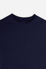 T-SHIRT GIROCOLLO BASIC STRETCH BLEU