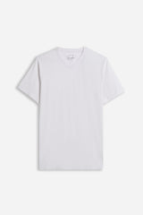 T-SHIRT SCOLLO A V ELASTICIZZATA BIANCO