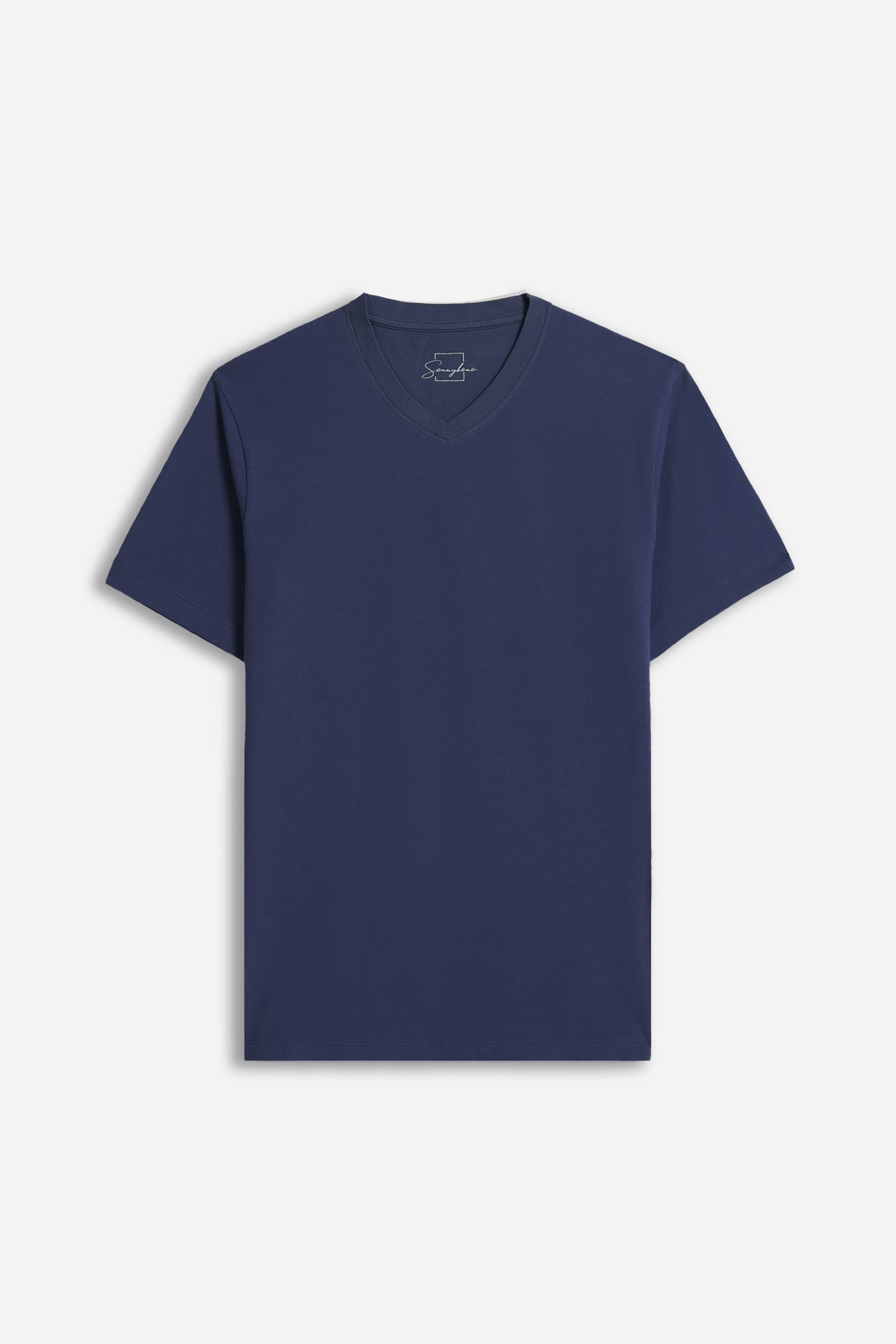 T-SHIRT SCOLLO A V ELASTICIZZATA BLEU