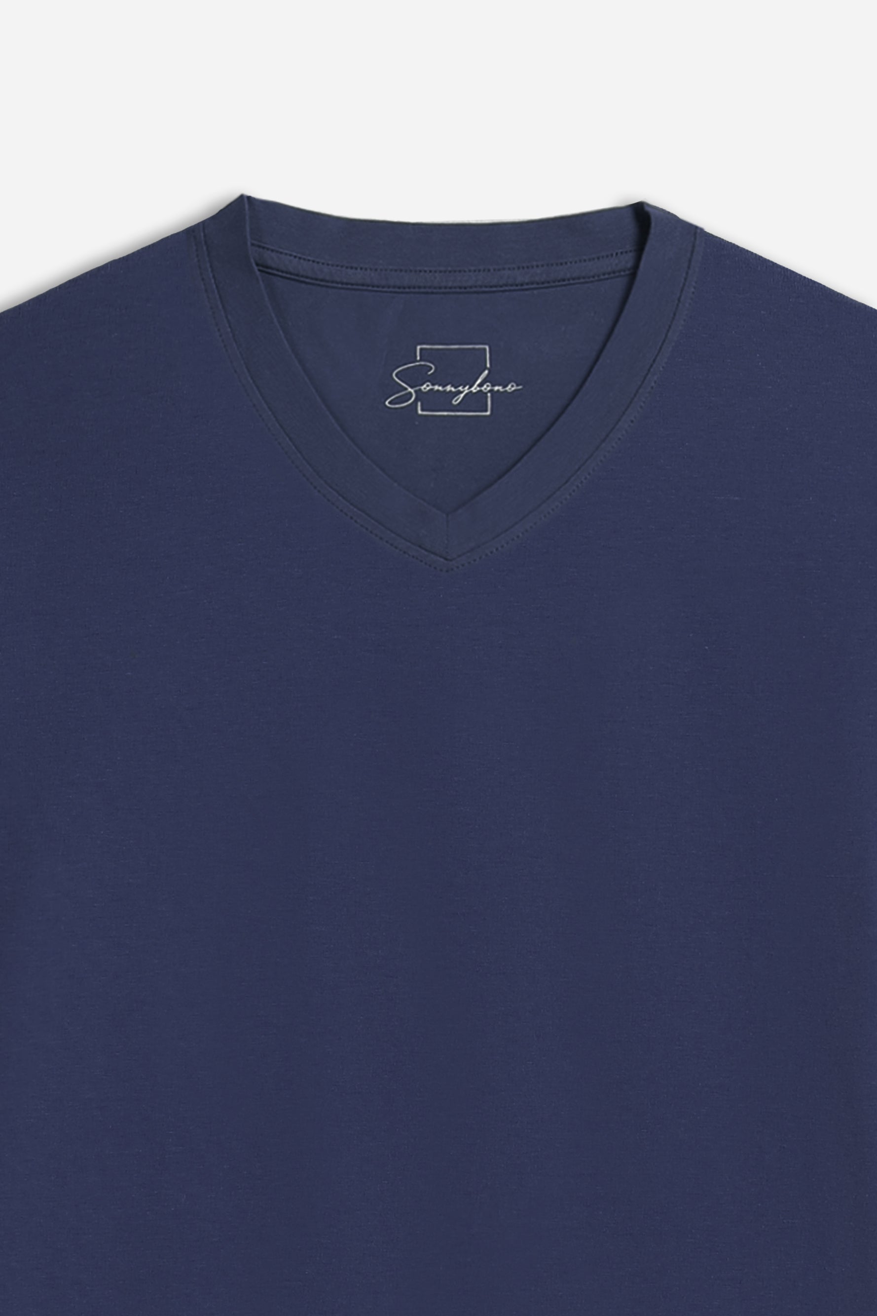 T-SHIRT SCOLLO A V ELASTICIZZATA BLEU