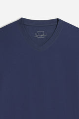 T-SHIRT SCOLLO A V ELASTICIZZATA BLEU