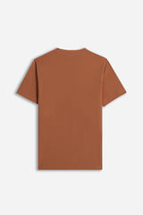 T-SHIRT SCOLLO A V ELASTICIZZATA COGNAC