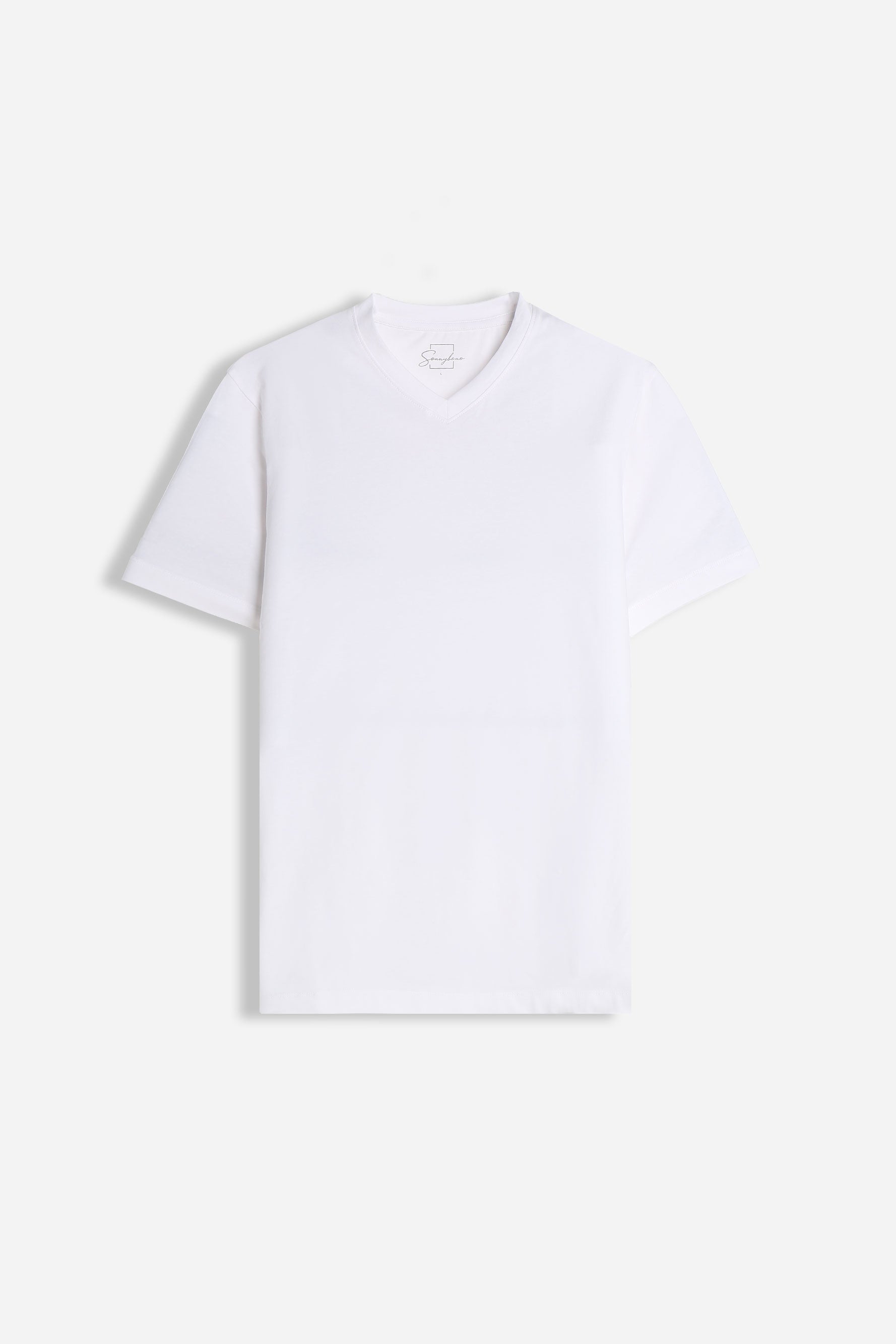 T-SHIRT SCOLLO A V BASIC STRETCH BIANCO